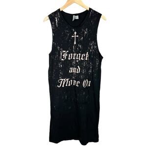H&M Forget & Move On Screen Printed Sleeveless Acid Wash T-shirt Dress Medium